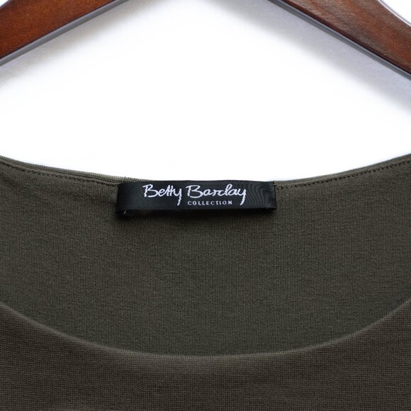 Vtg Betty Barclay Knit Midi Dress M Abstract Feather Print Sleeveless Pullover - Picture 3 of 5